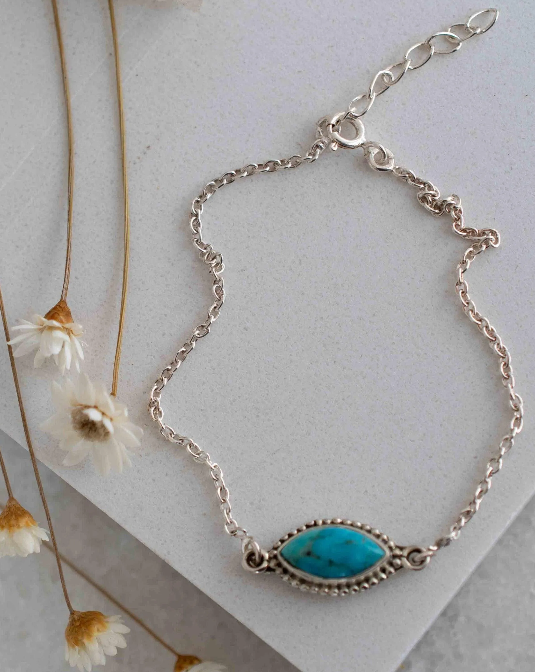 Turquoise, Labradorite, Larimar, Moonstone and Aqua Chalcedony Bracelet ~ Sterling Silver 925 ~ MB042