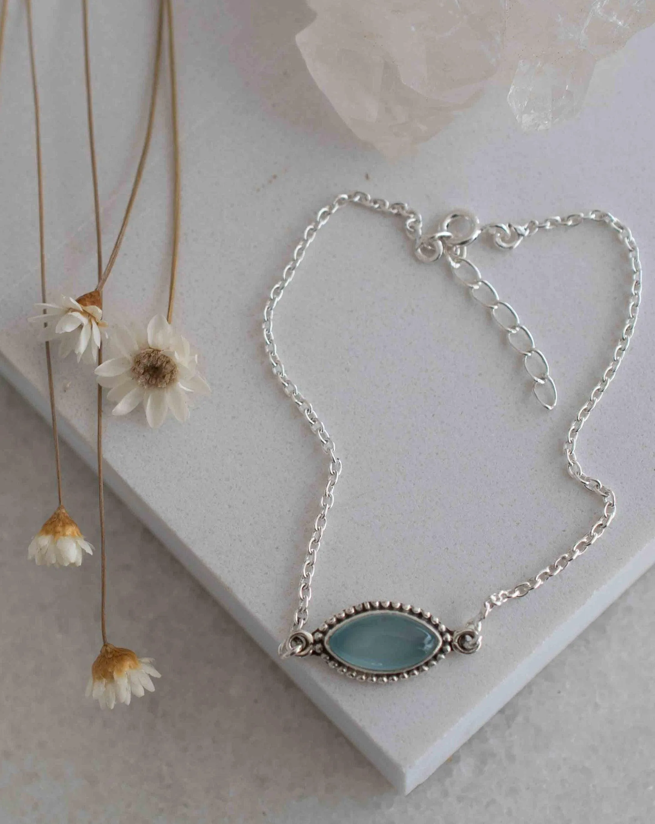 Turquoise, Labradorite, Larimar, Moonstone and Aqua Chalcedony Bracelet ~ Sterling Silver 925 ~ MB042